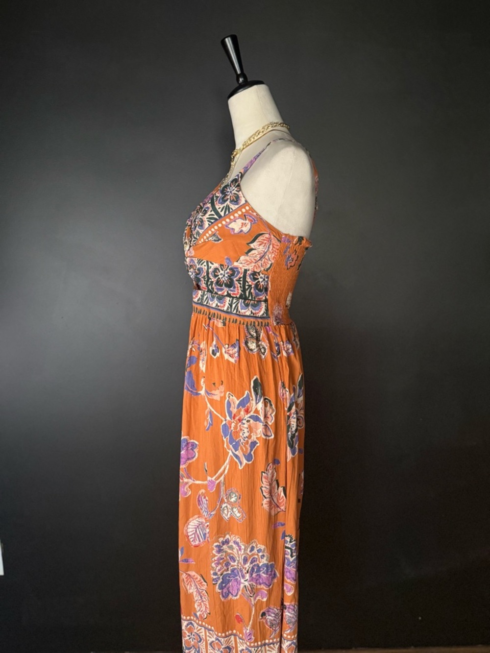 Boho Floral Maxi Dress Cutout Detail - Picture 2 of 4